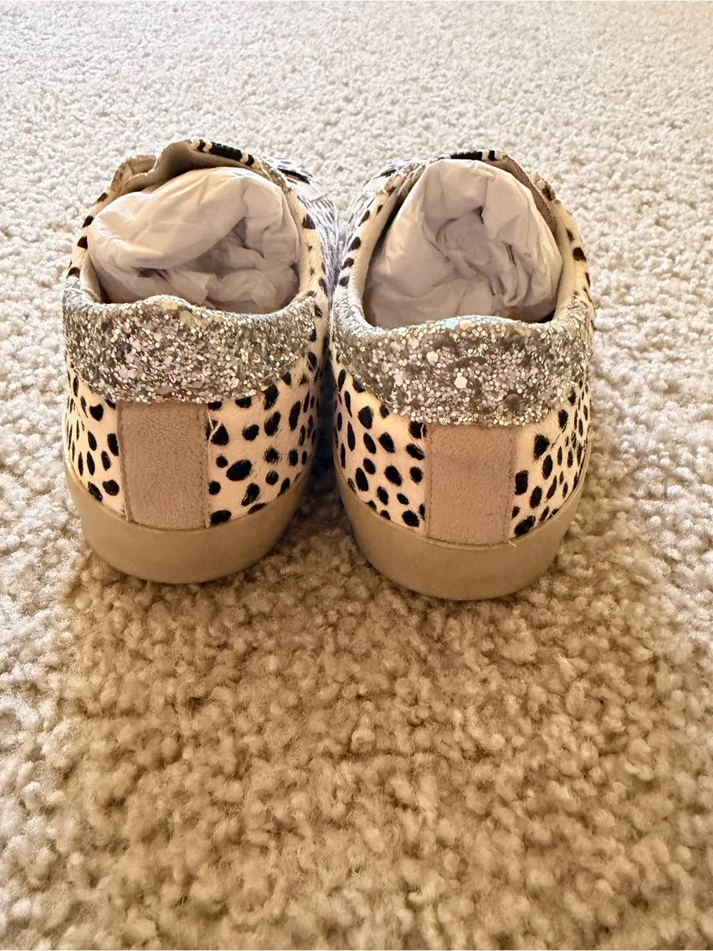Sabina Leopard Spot Star Sneakers in Black, White & Tan
